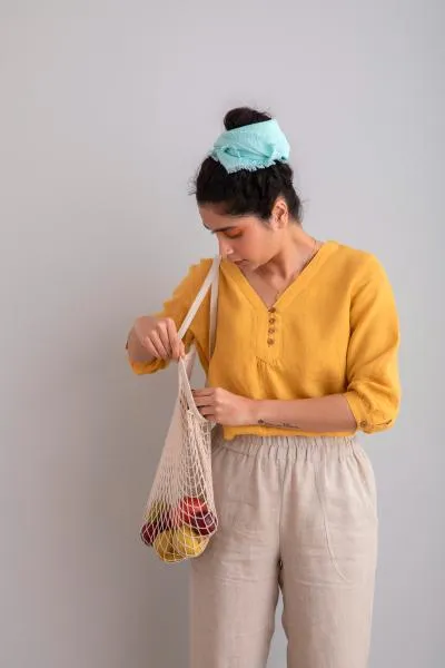 Linen Primrose Top-Misty Lilac