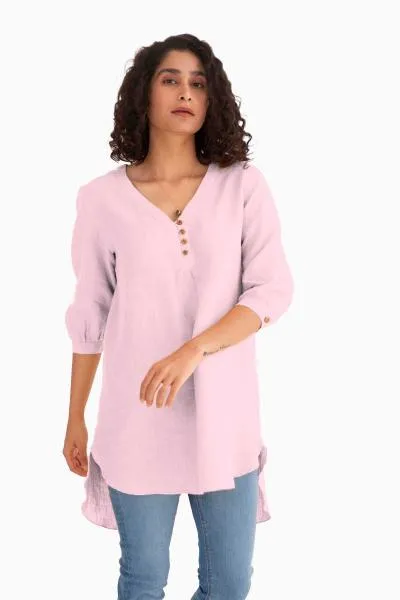 Linen Primrose Top-Misty Lilac