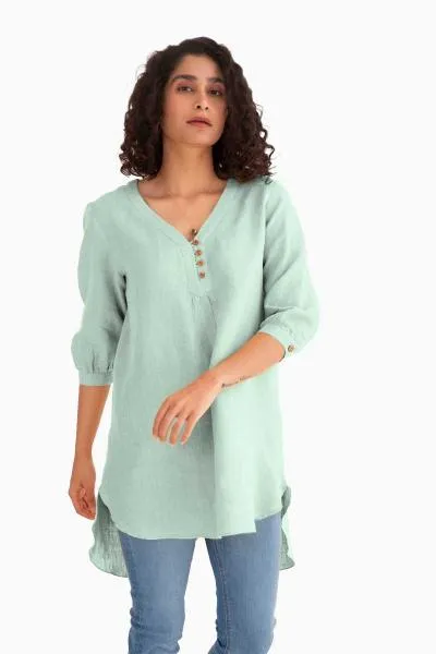 Linen Primrose Top-Misty Lilac