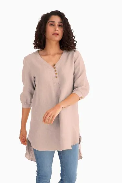 Linen Primrose Top-Misty Lilac
