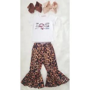 Love-struck Leopard Bell Bottoms Set