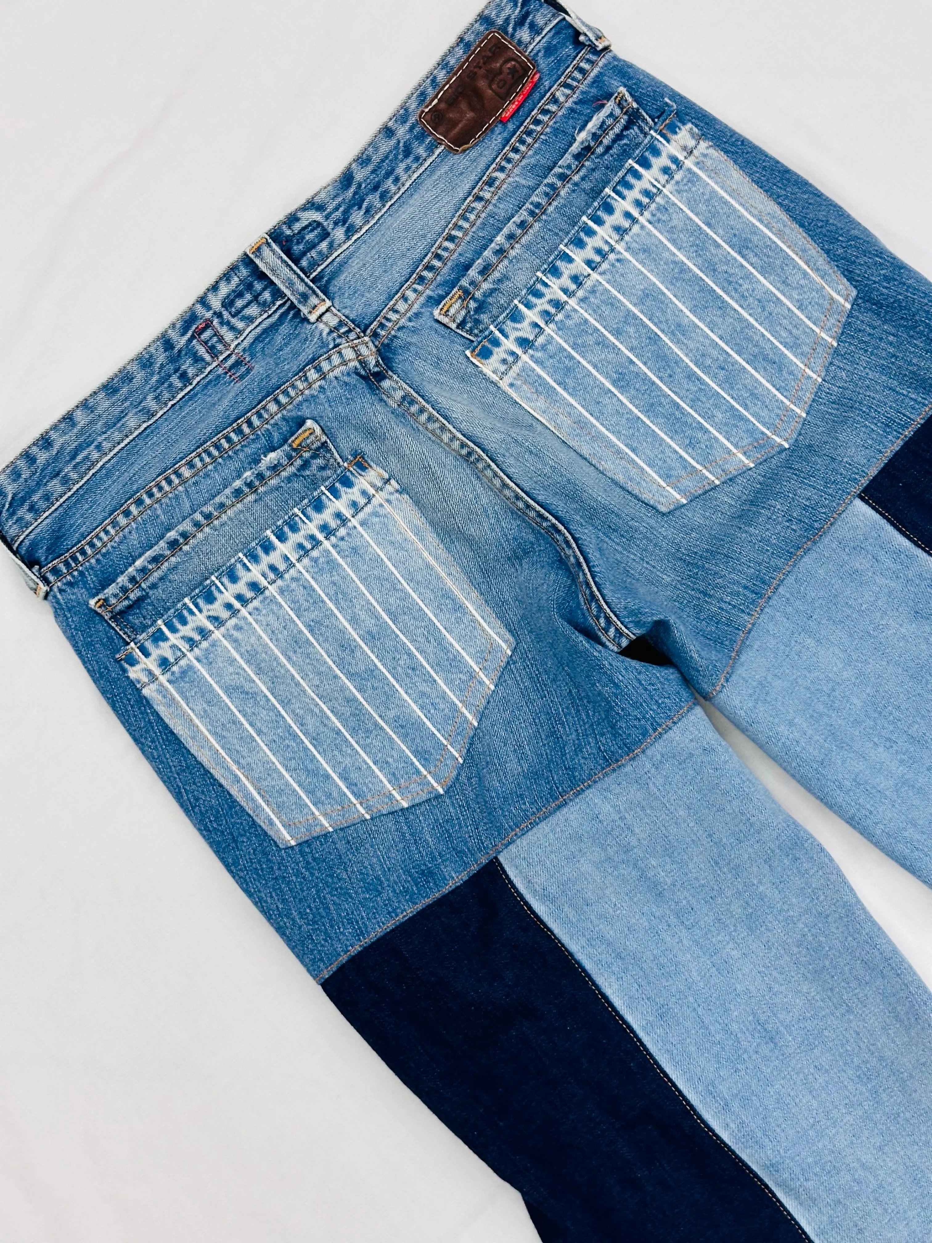 low rise vintage striped patchy bell bottoms [27/28]