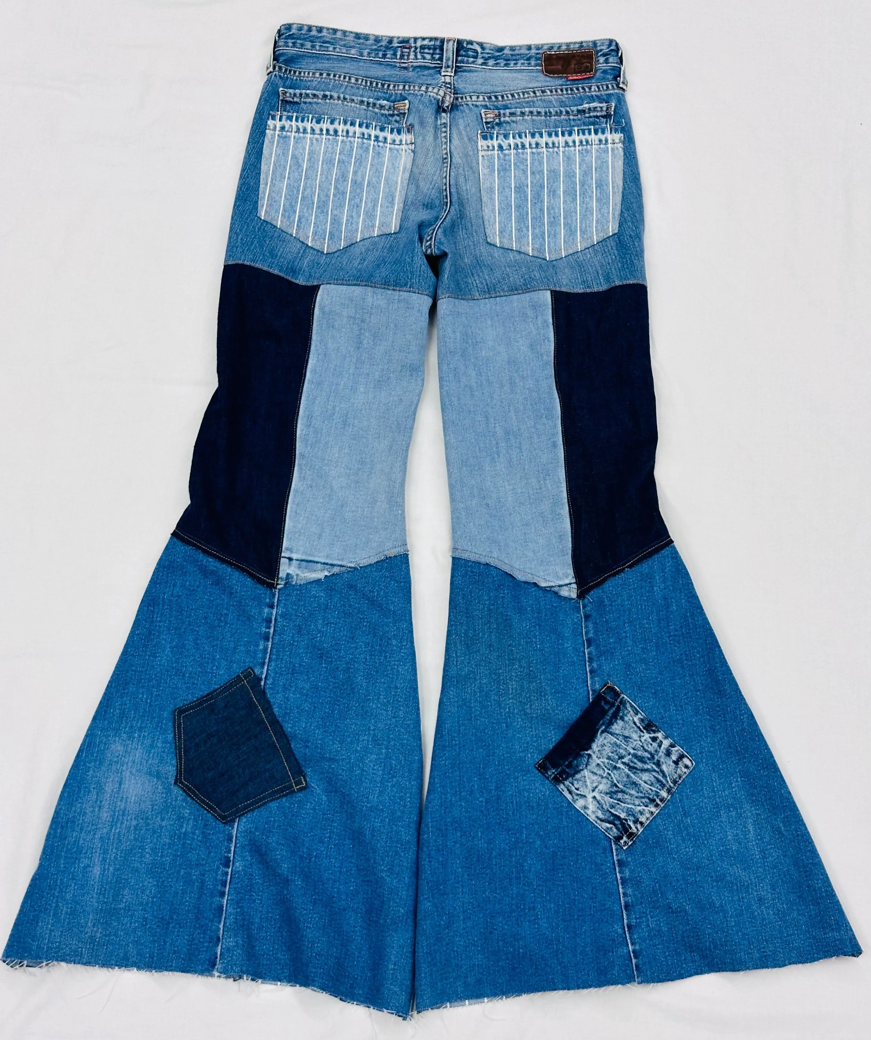 low rise vintage striped patchy bell bottoms [27/28]