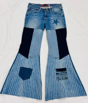 low rise vintage striped patchy bell bottoms [27/28]
