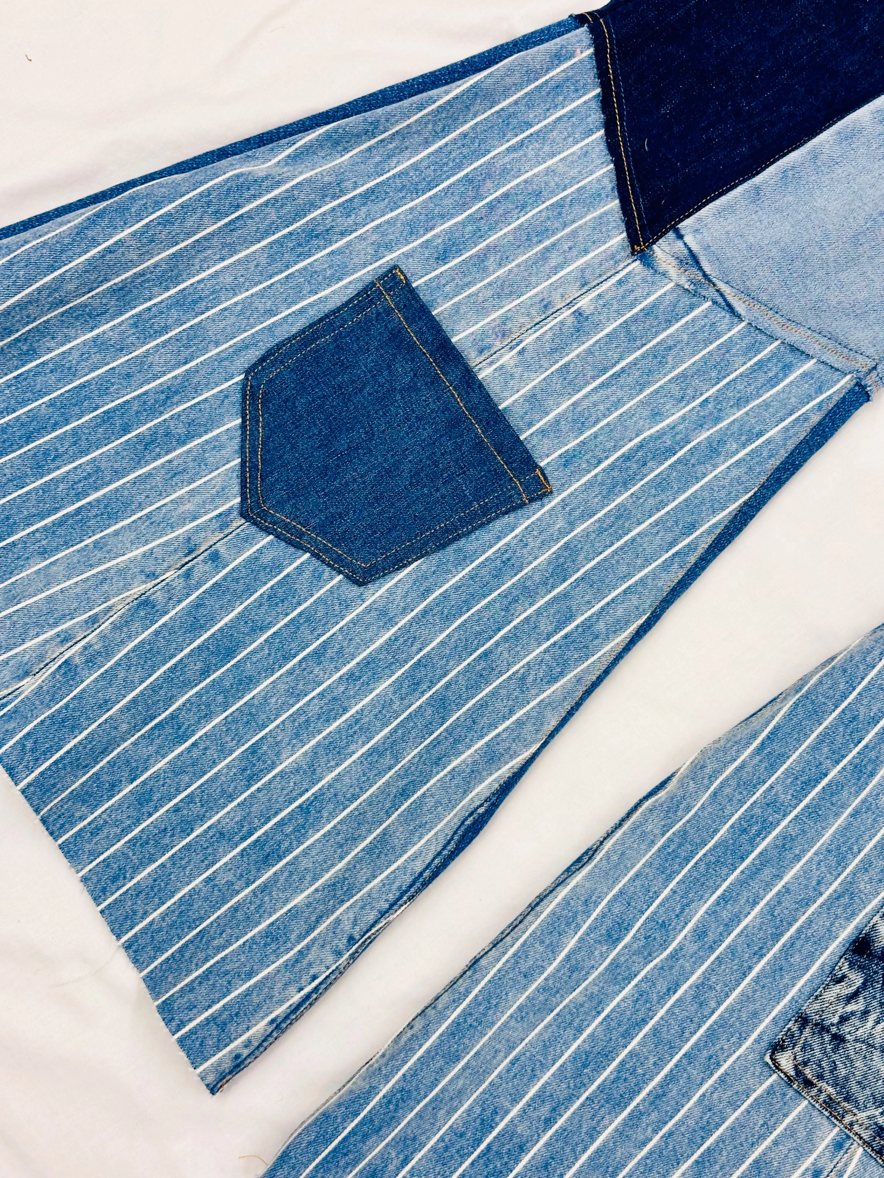 low rise vintage striped patchy bell bottoms [27/28]