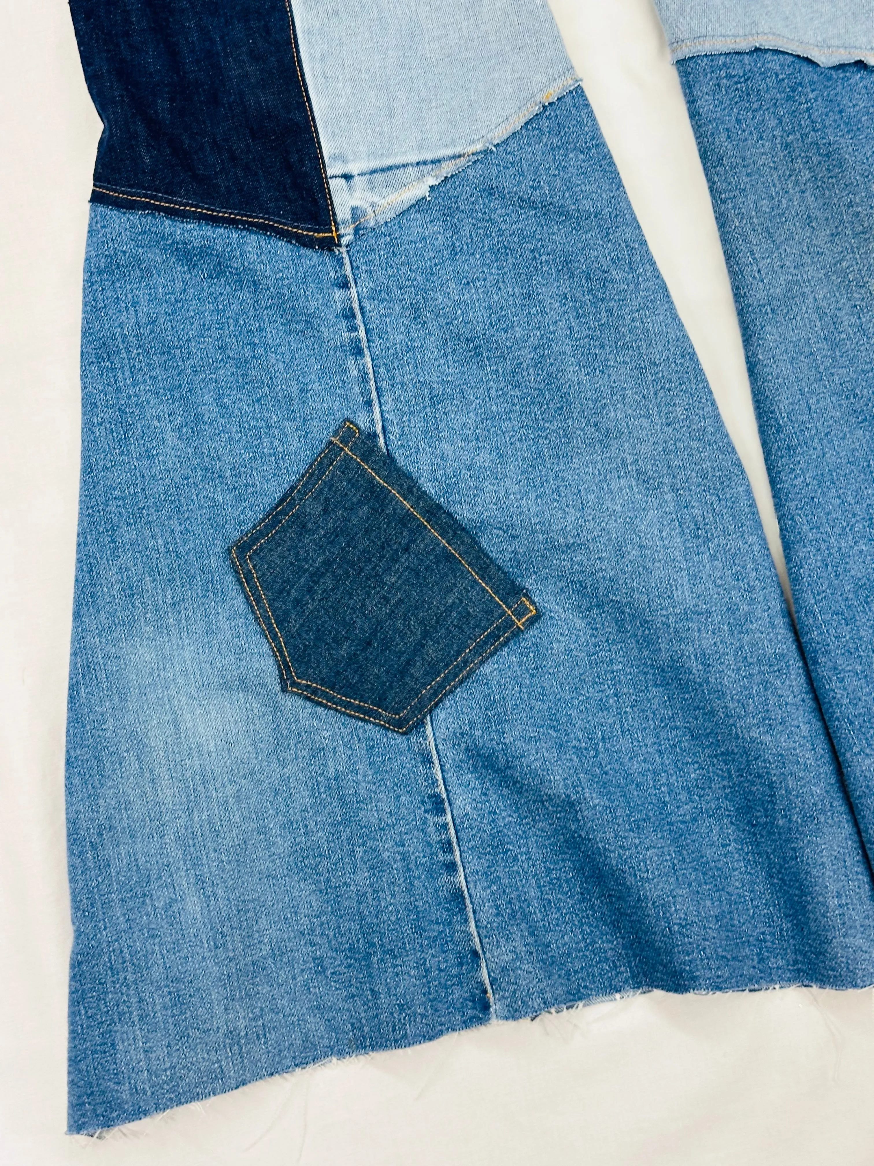 low rise vintage striped patchy bell bottoms [27/28]