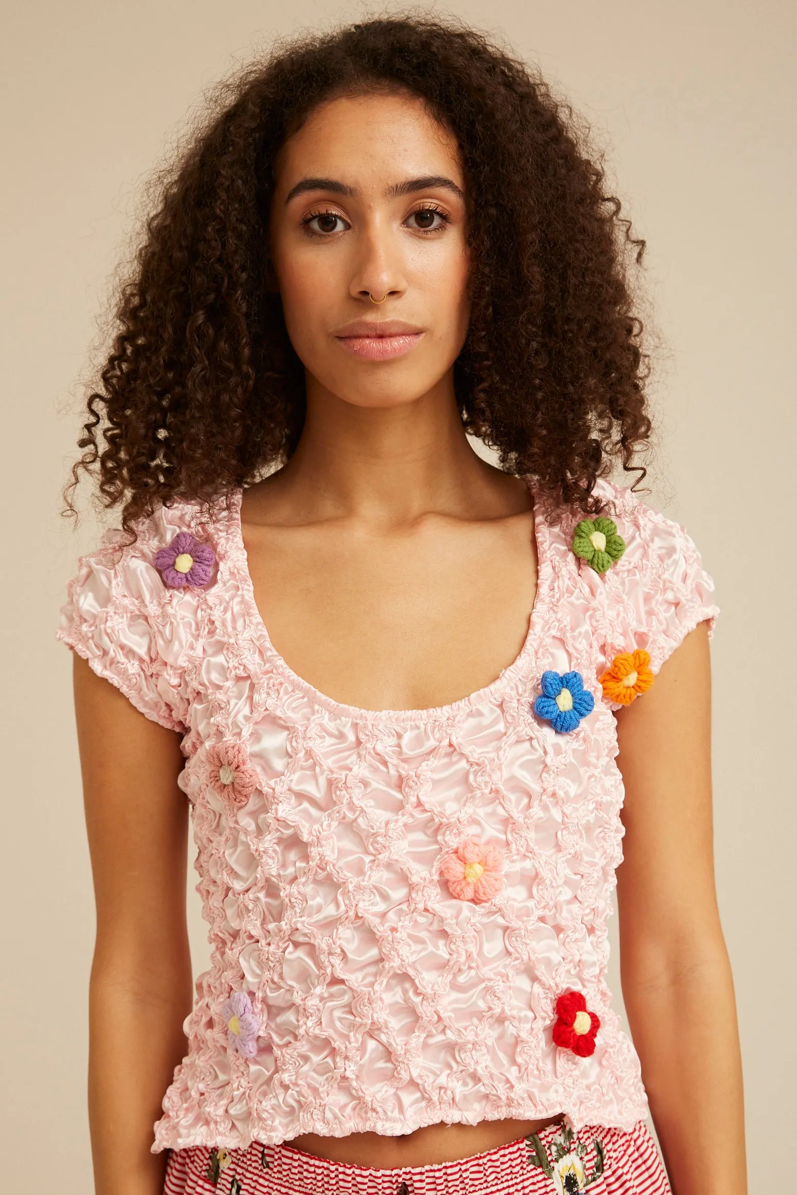 Lyria Popcorn Top - Pink
