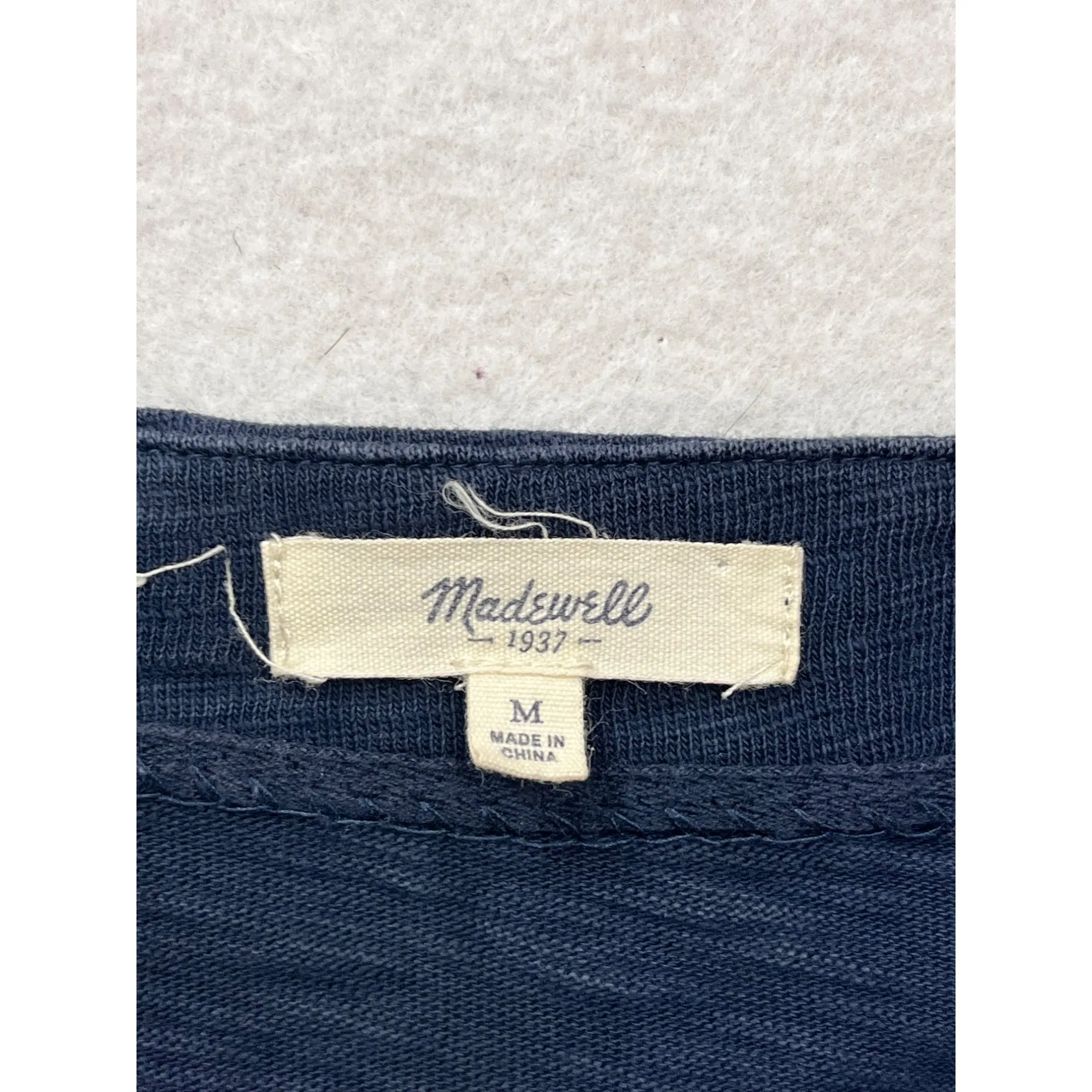 Madewell Womens Cotton Embroidered Navy Tunic Top Medium Short Sleeve Geometric Pattern #6931