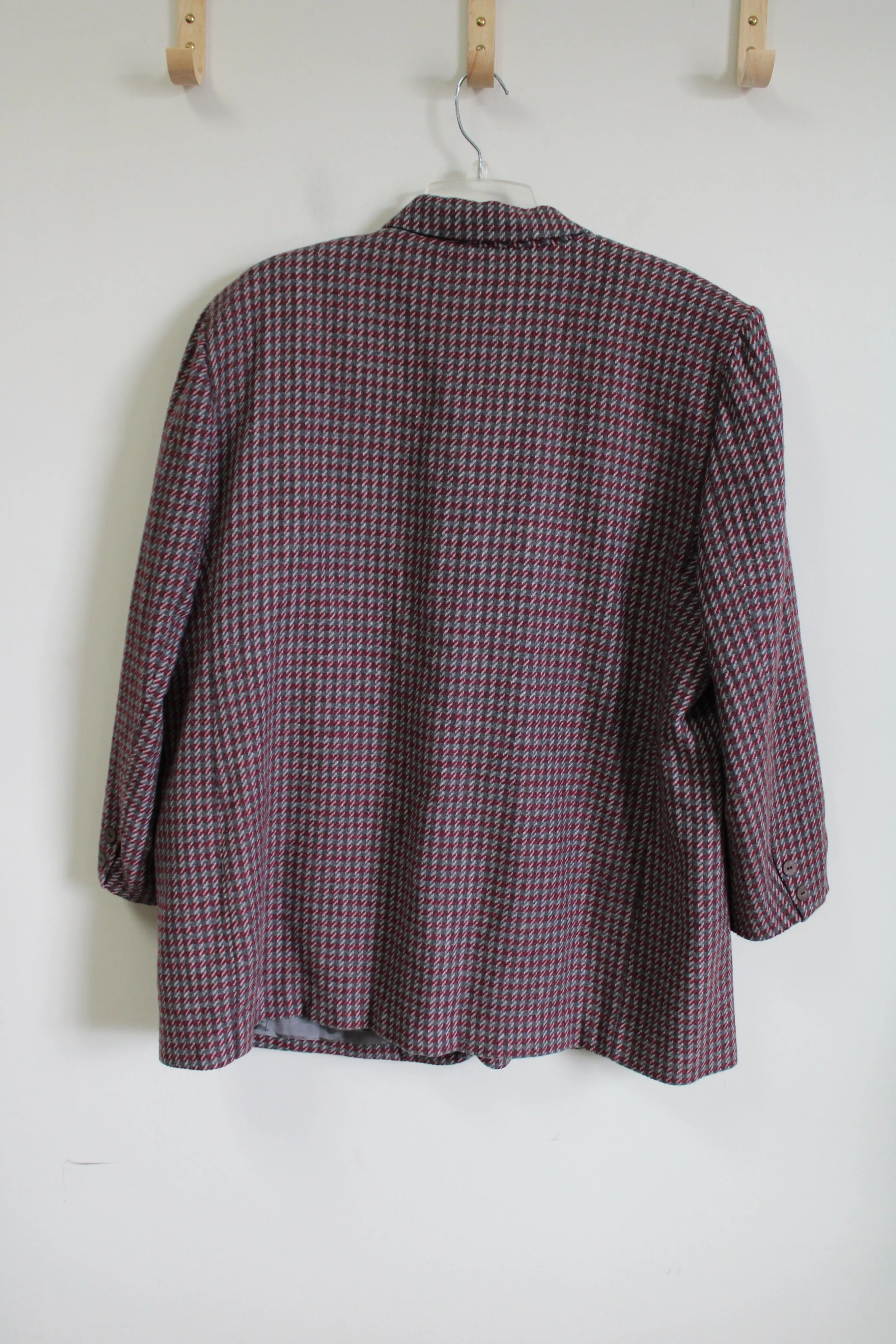 Maggie McNaughton Red & Gray Houndstooth Blazer | 18W