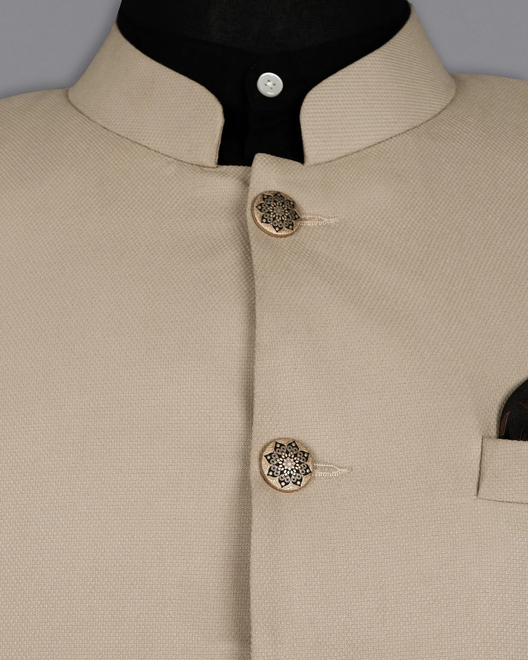 Malta Cream Bandhgala Wool Rich Blazer