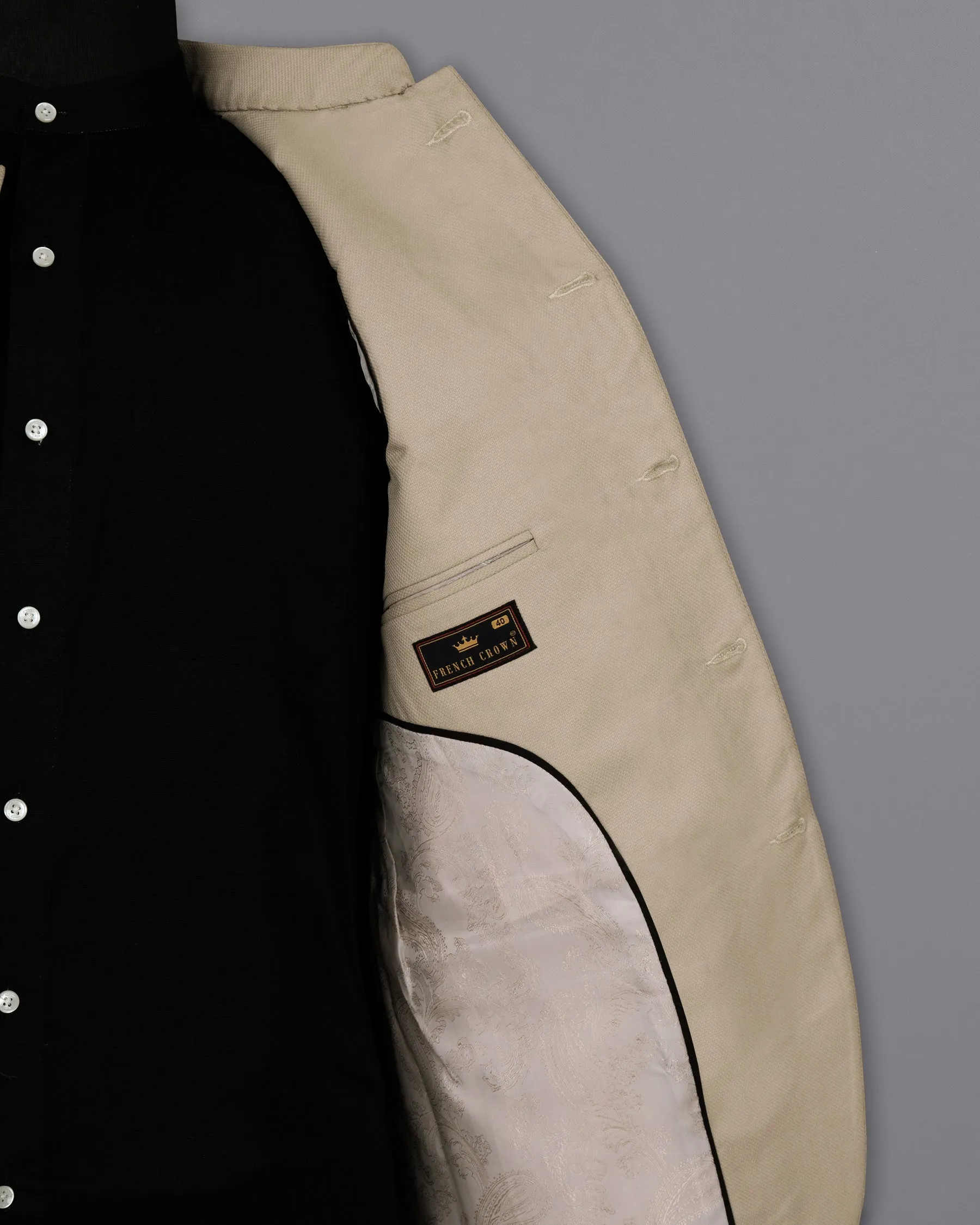 Malta Cream Bandhgala Wool Rich Blazer