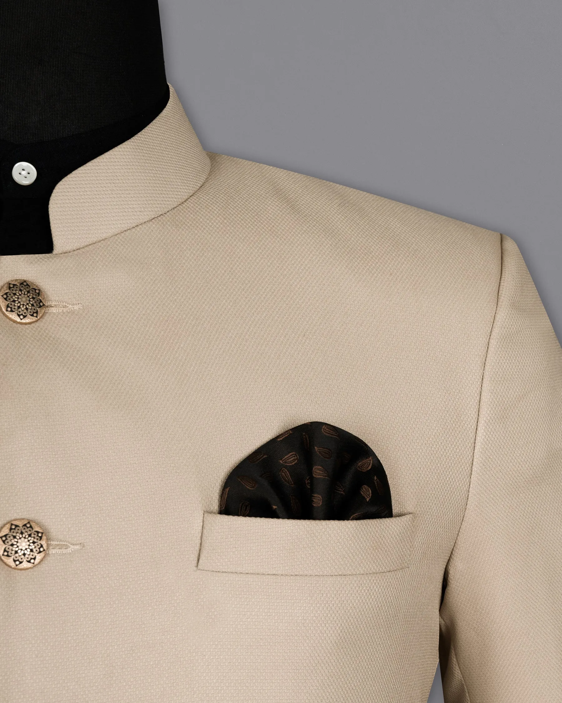 Malta Cream Bandhgala Wool Rich Blazer