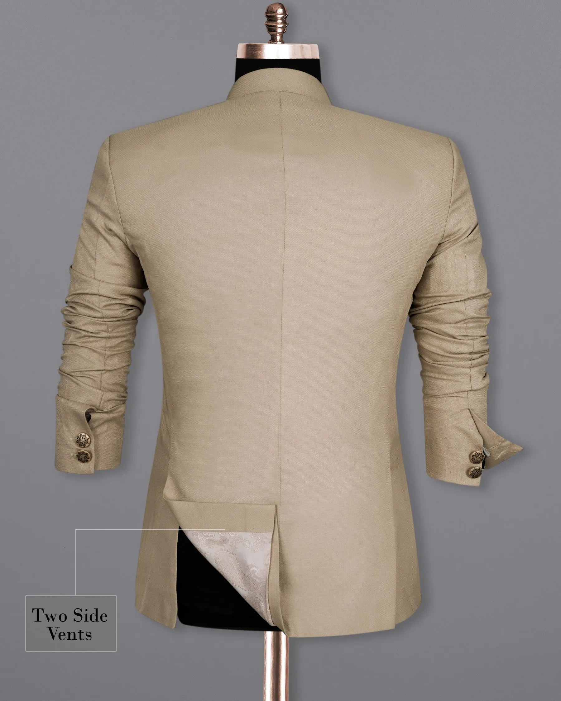 Malta Cream Bandhgala Wool Rich Blazer
