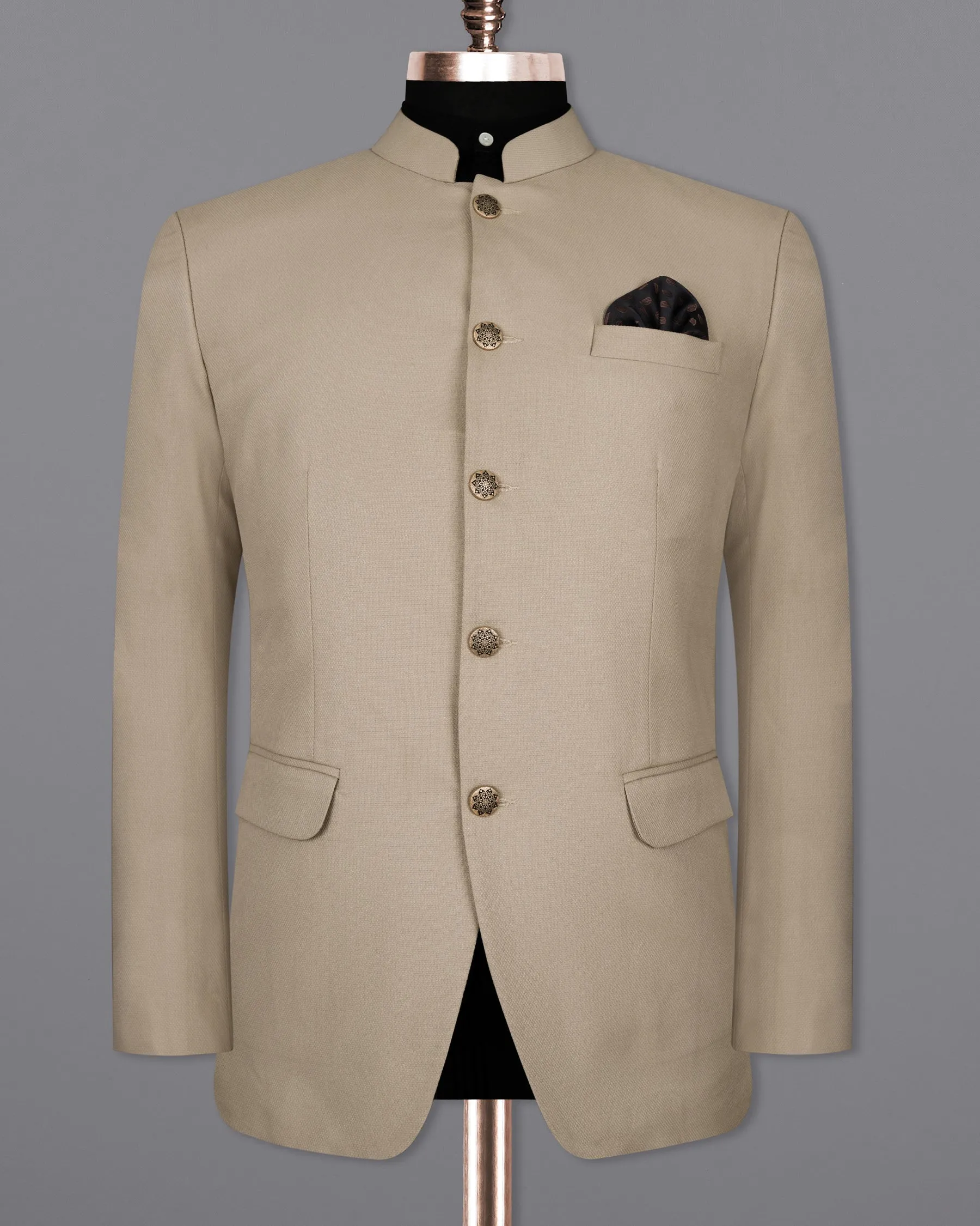 Malta Cream Bandhgala Wool Rich Blazer