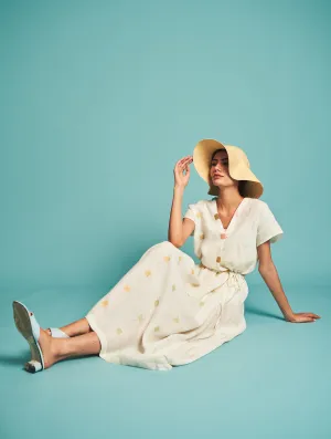 Manan   I   Juno Jamdani Linen Wrap Dress  Jamdani Collections