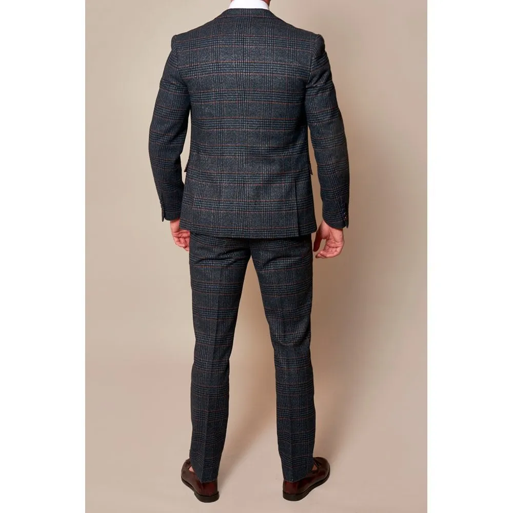 Marc Darcy Luca Tweed Check Blazer Navy