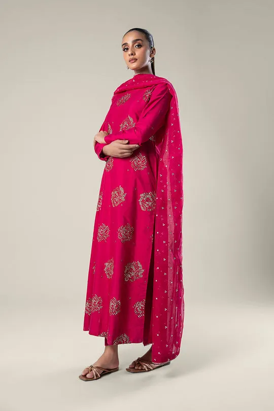 Maria.B | 2 Pc Embroidered Raw Silk Suit '24 | MB-WF24-30