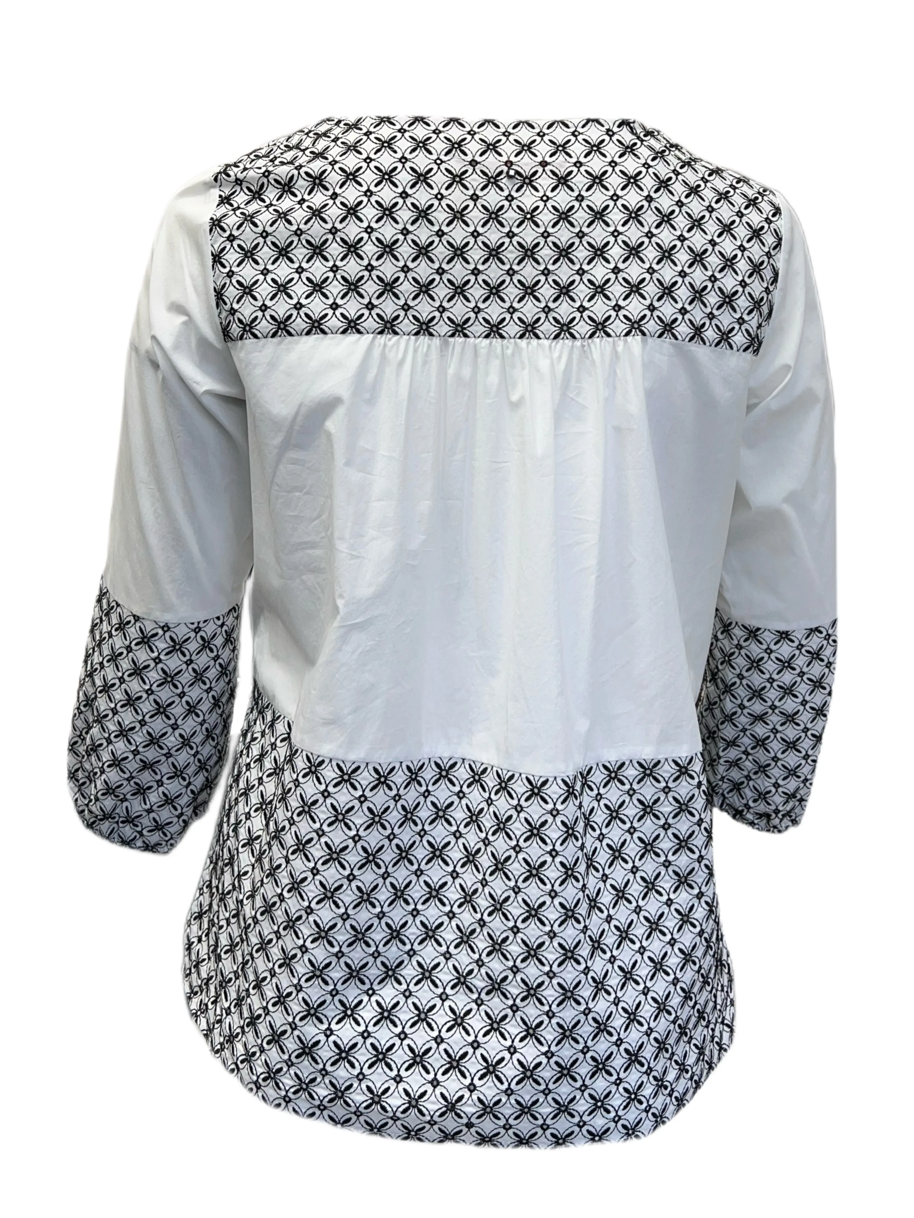 Marina Rinaldi Women's White Bisso Embroidered Cotton Blouse