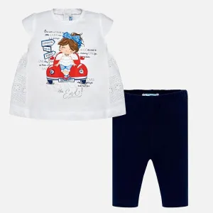 Mayoral Girls Navy & White Two Piece Set