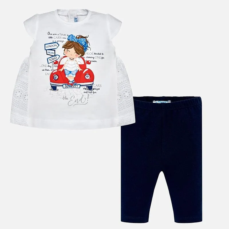 Mayoral Girls Navy & White Two Piece Set