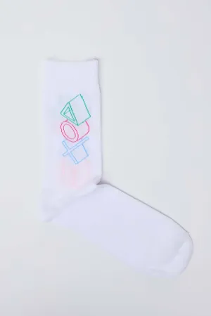 Men Cotton Socks White
