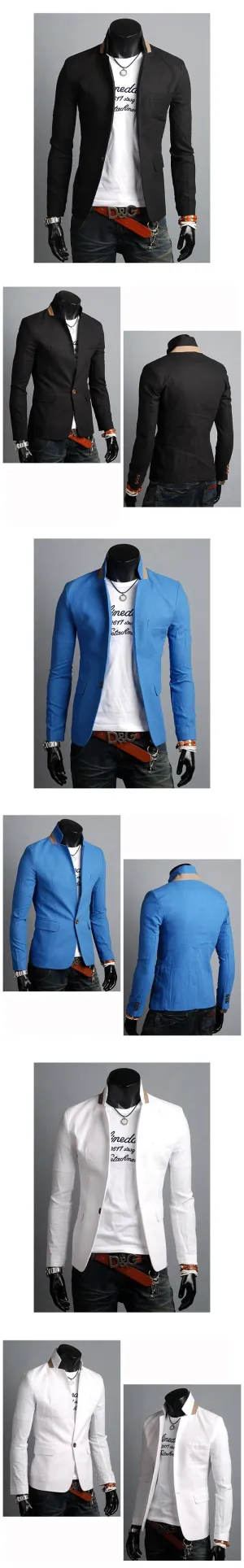 Men's Fashion Casual Suit Jacket With Colored Collar