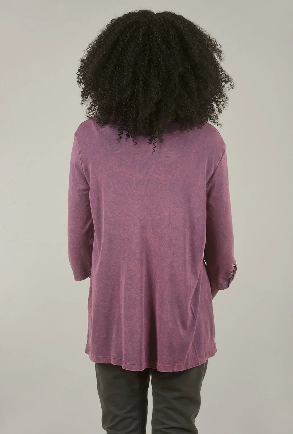 Mineral-Wash 3/4-Sleeve Tunic, Lilac