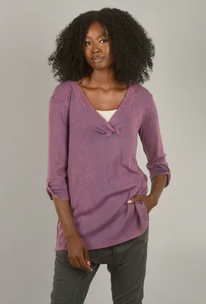 Mineral-Wash 3/4-Sleeve Tunic, Lilac