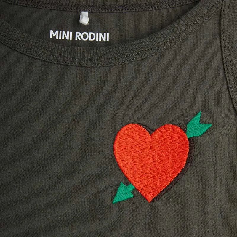 Mini Rodini - Arrowed heart embroidered tank dress - black