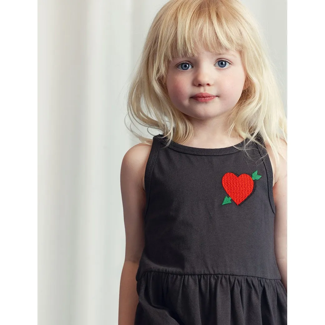 Mini Rodini - Arrowed heart embroidered tank dress - black