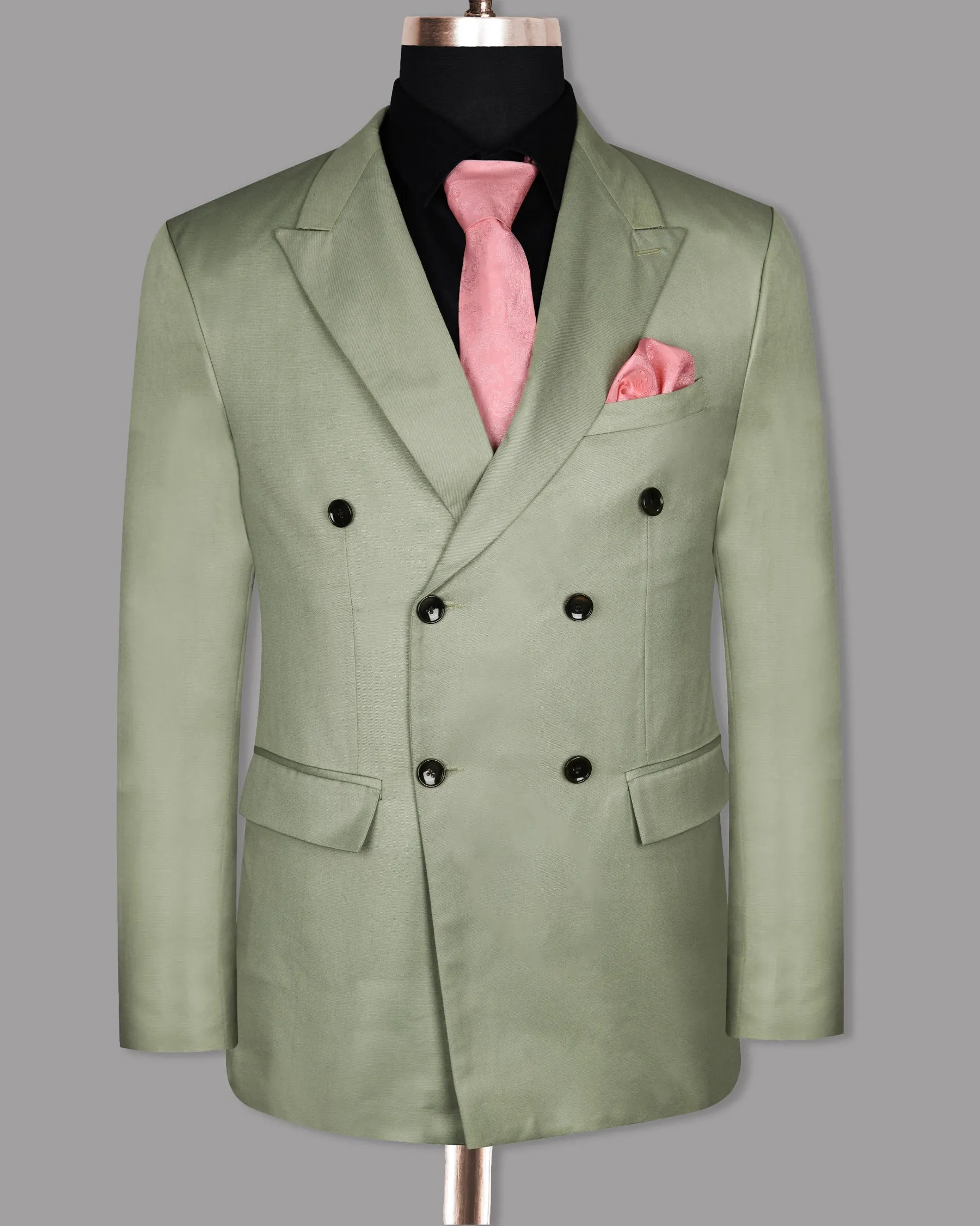 Mint Wool Rich Double Breasted Blazer