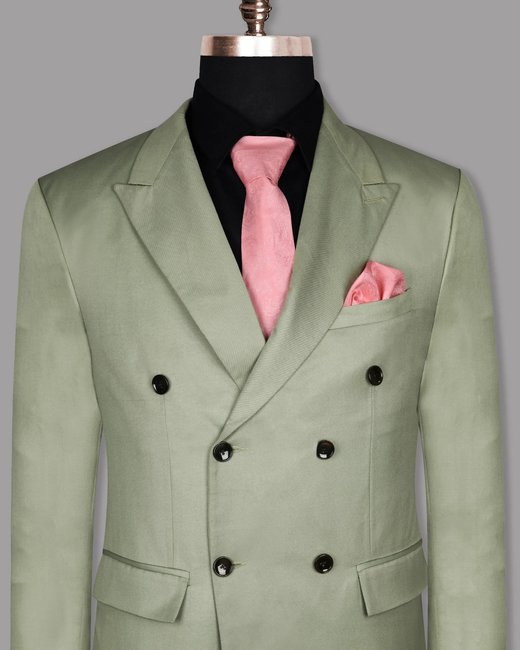 Mint Wool Rich Double Breasted Blazer