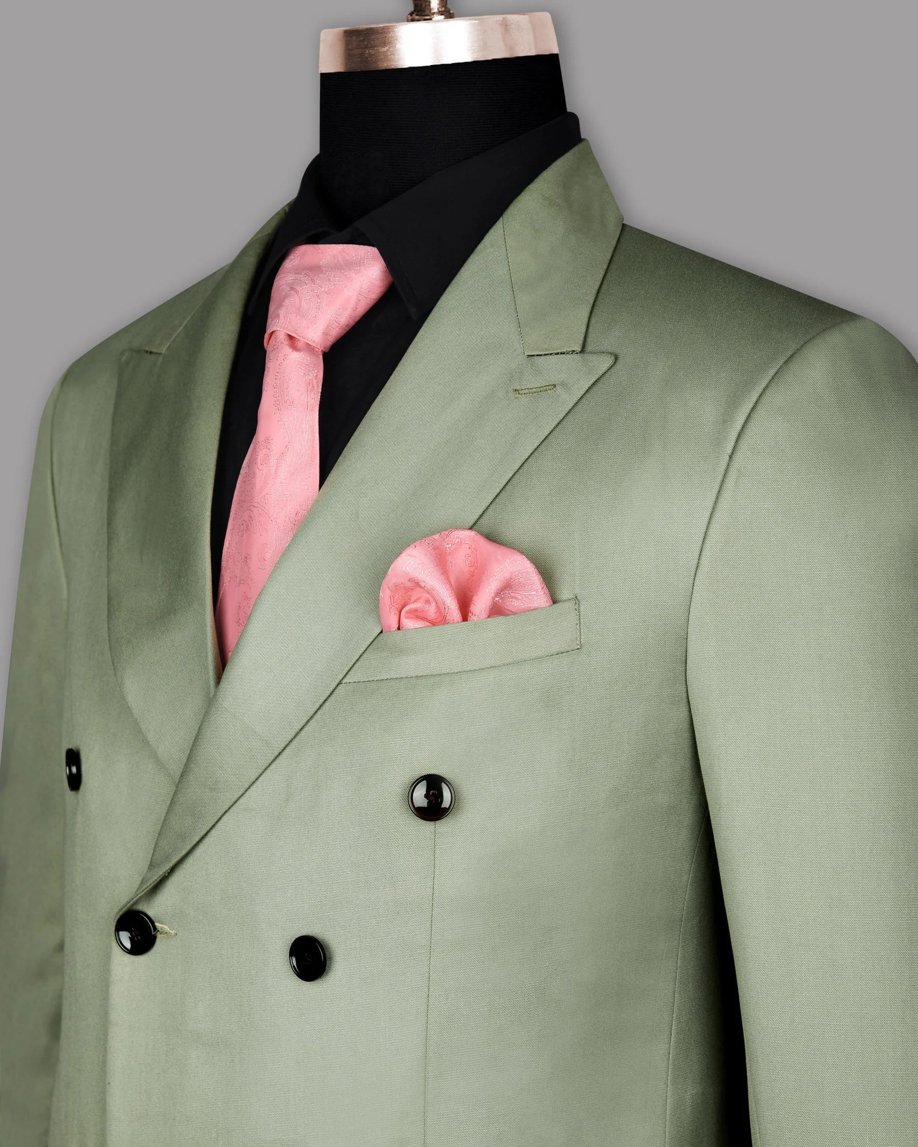 Mint Wool Rich Double Breasted Blazer