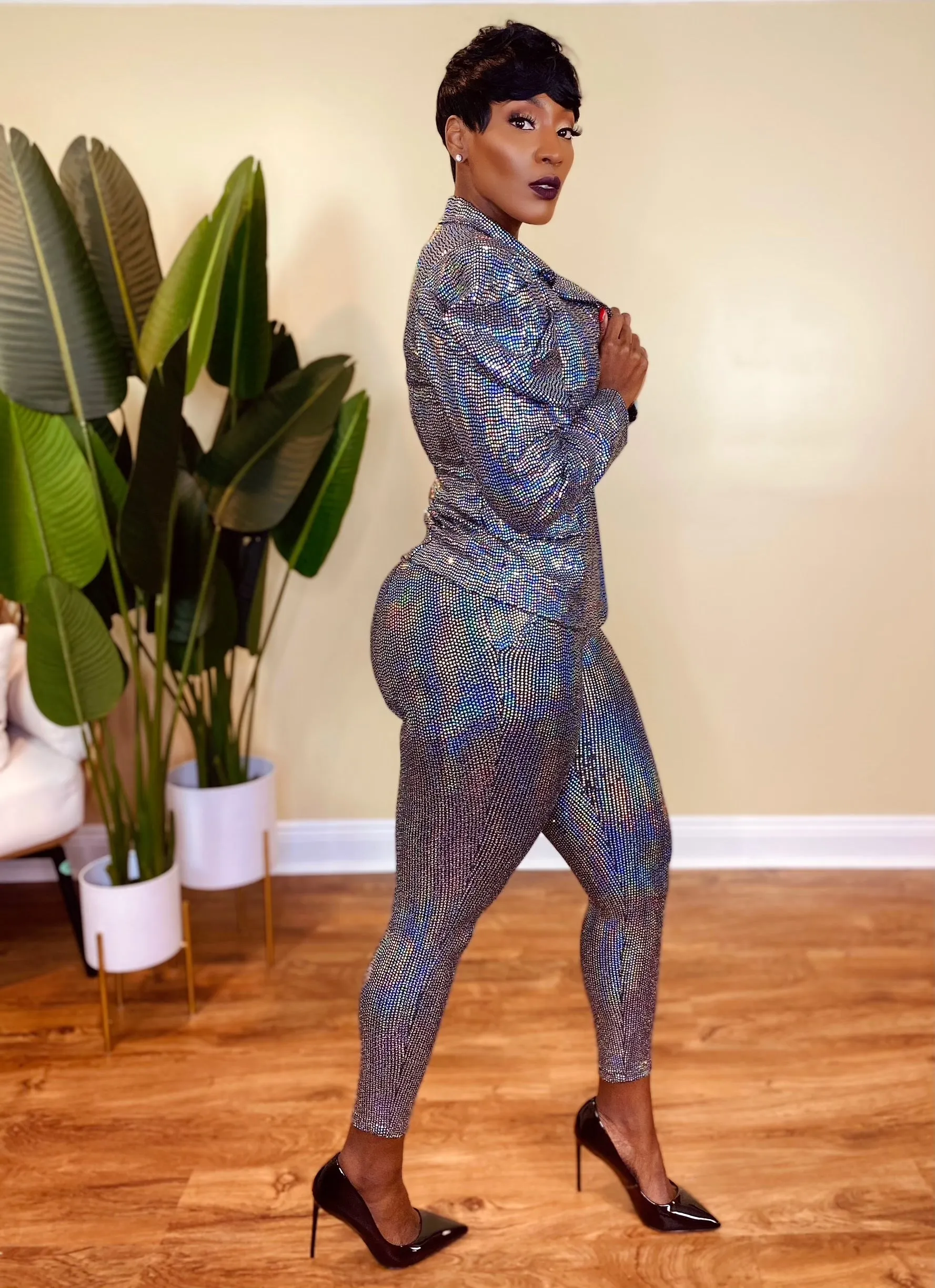 MIRROR BALL BLAZER SET (PLUS)