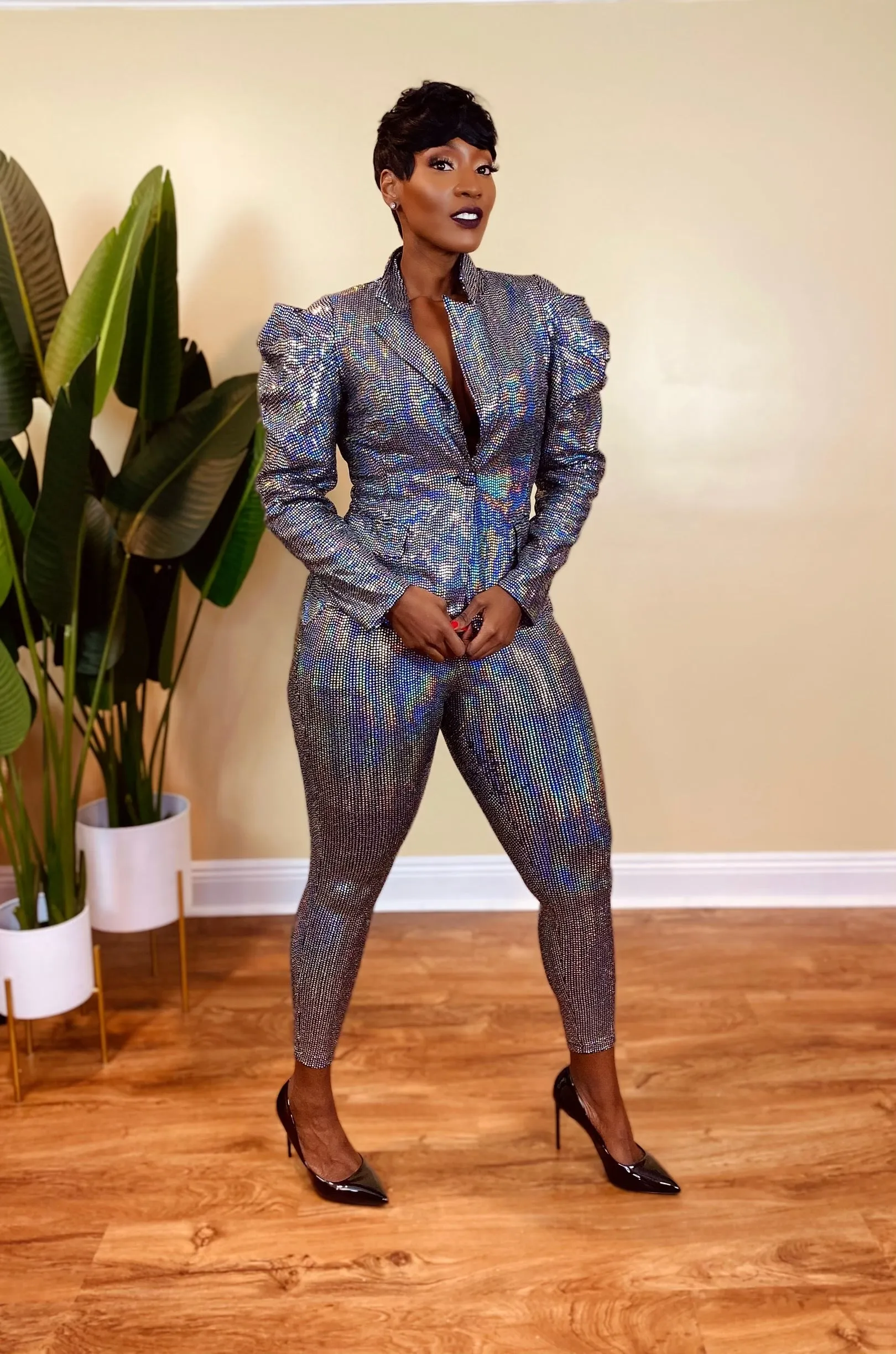MIRROR BALL BLAZER SET (PLUS)