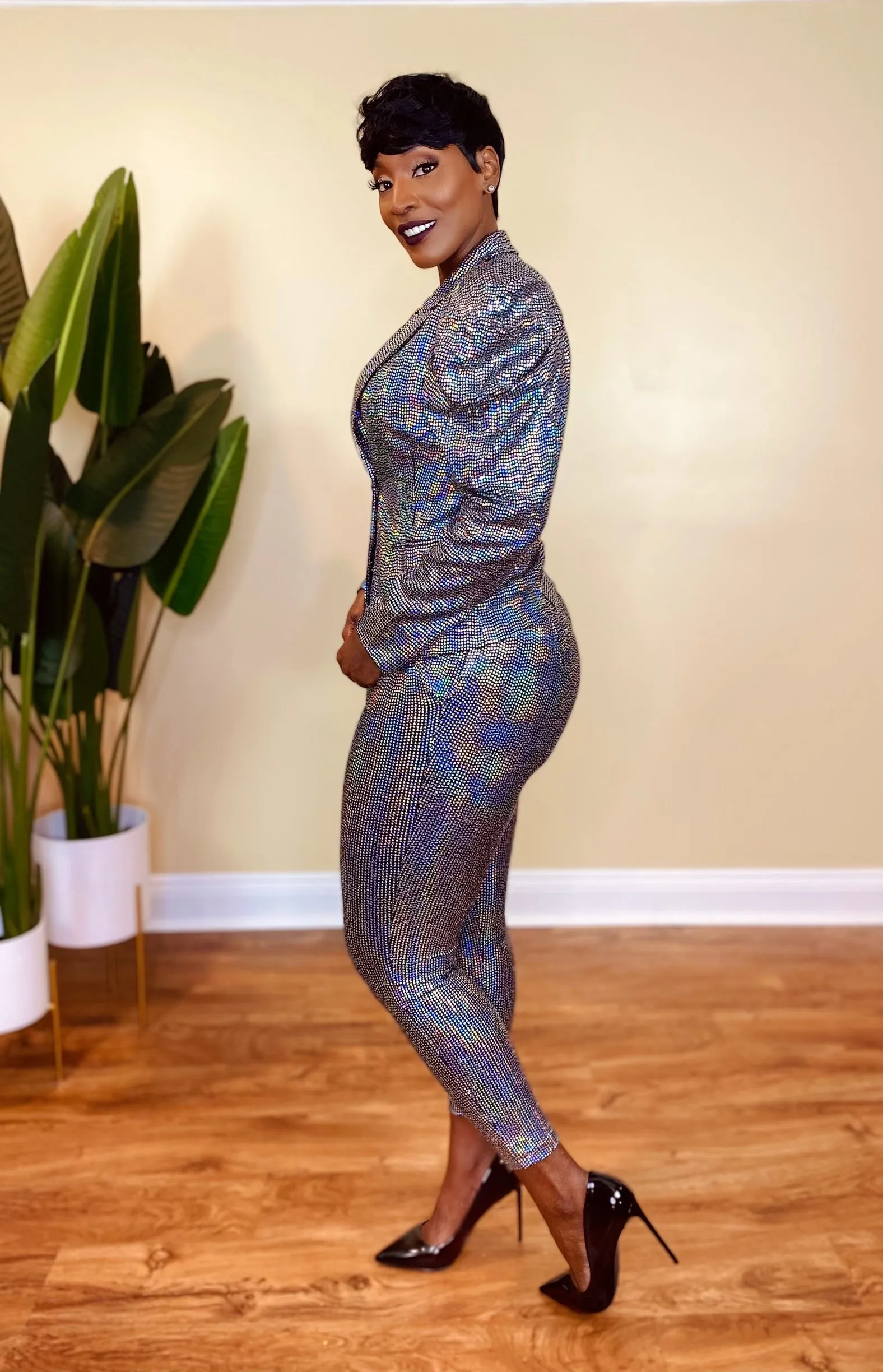 MIRROR BALL BLAZER SET (PLUS)