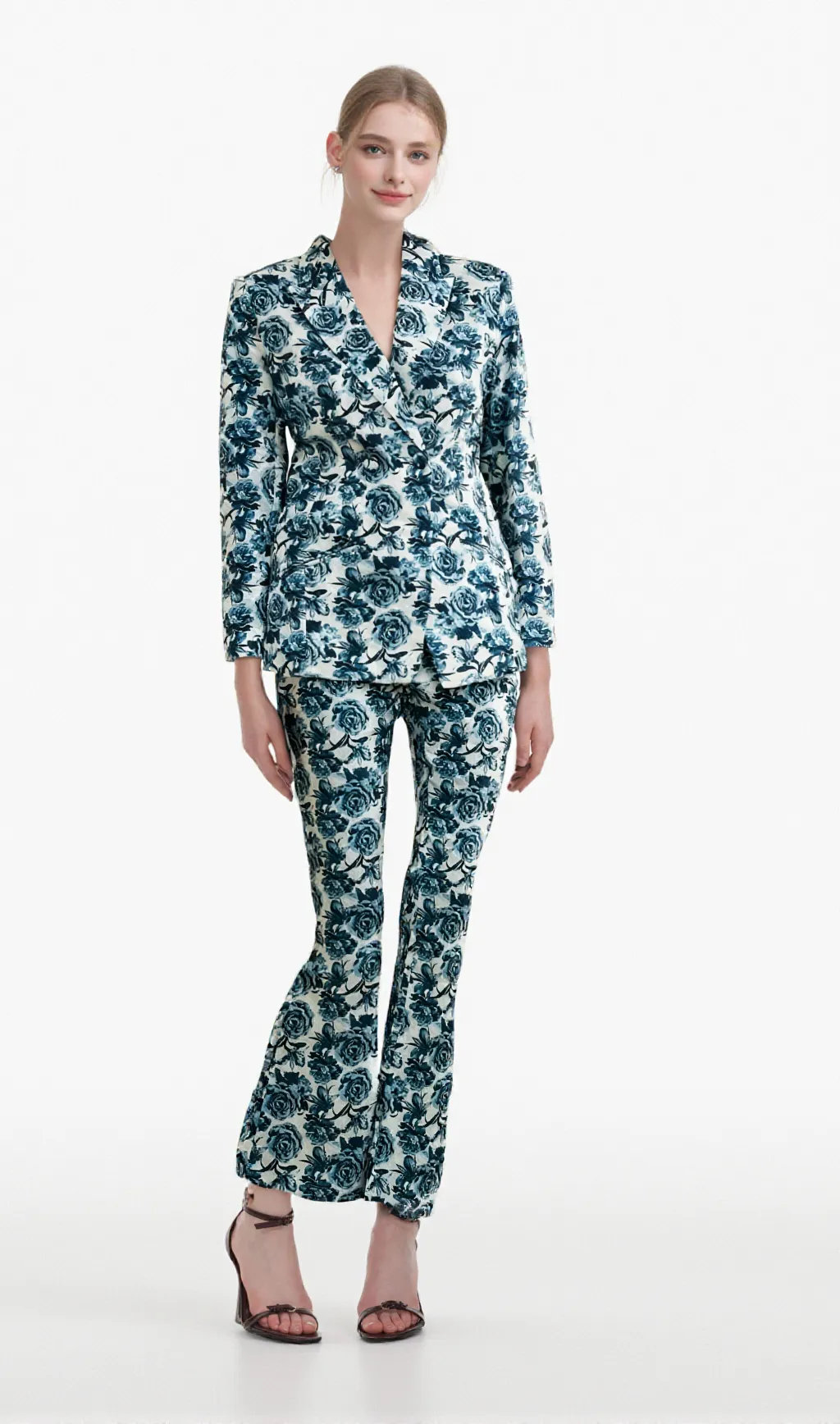 Morgane floral-print jacket & trousers matching set