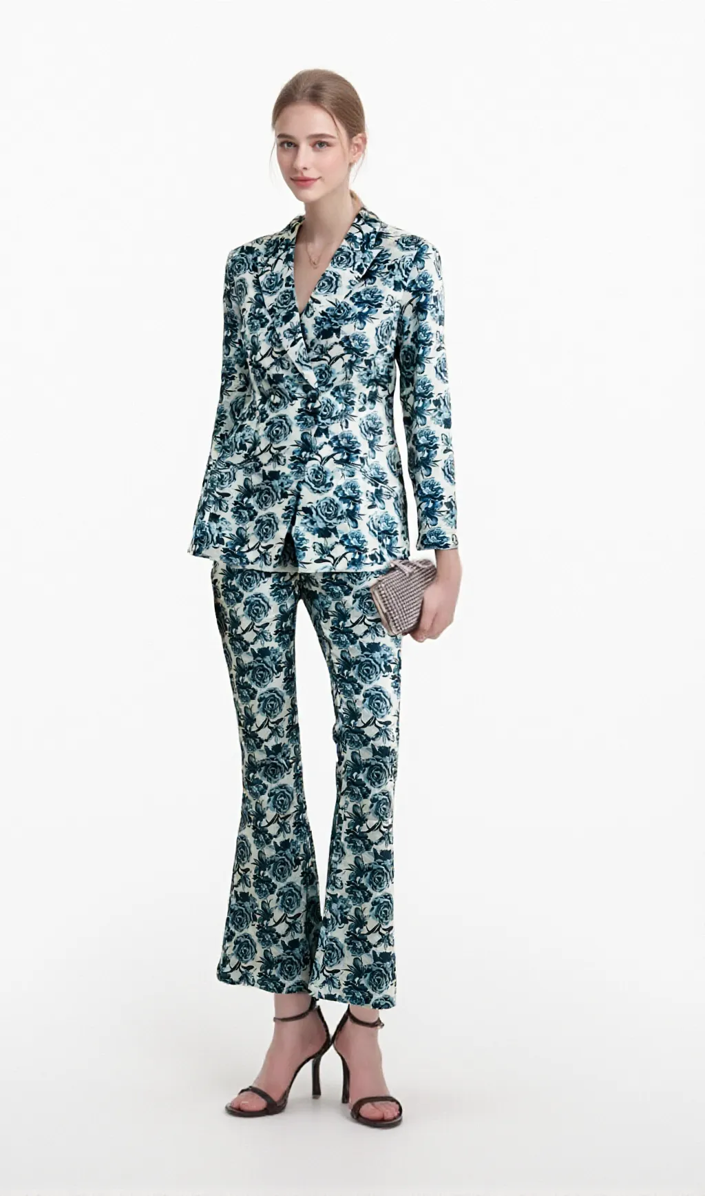 Morgane floral-print jacket & trousers matching set