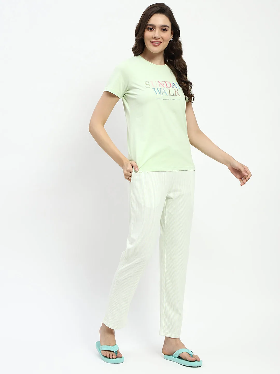 mSECRET 3 Piece Lime Green Cotton Nightsuit