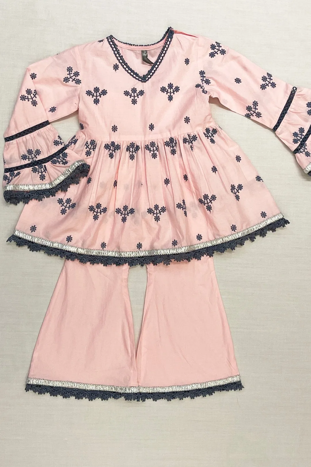 Mulmul Cotton BUD Kurta Pink  With BUD PYAJAMA Pink