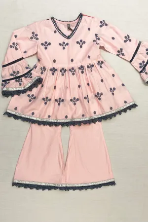 Mulmul Cotton BUD Kurta Pink  With BUD PYAJAMA Pink