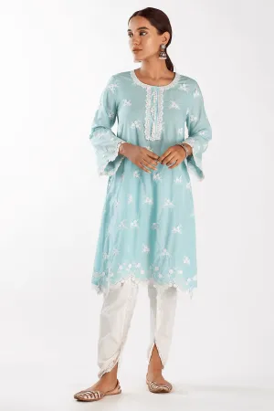 Mulmul Cotton Stella Turquoise Kurta