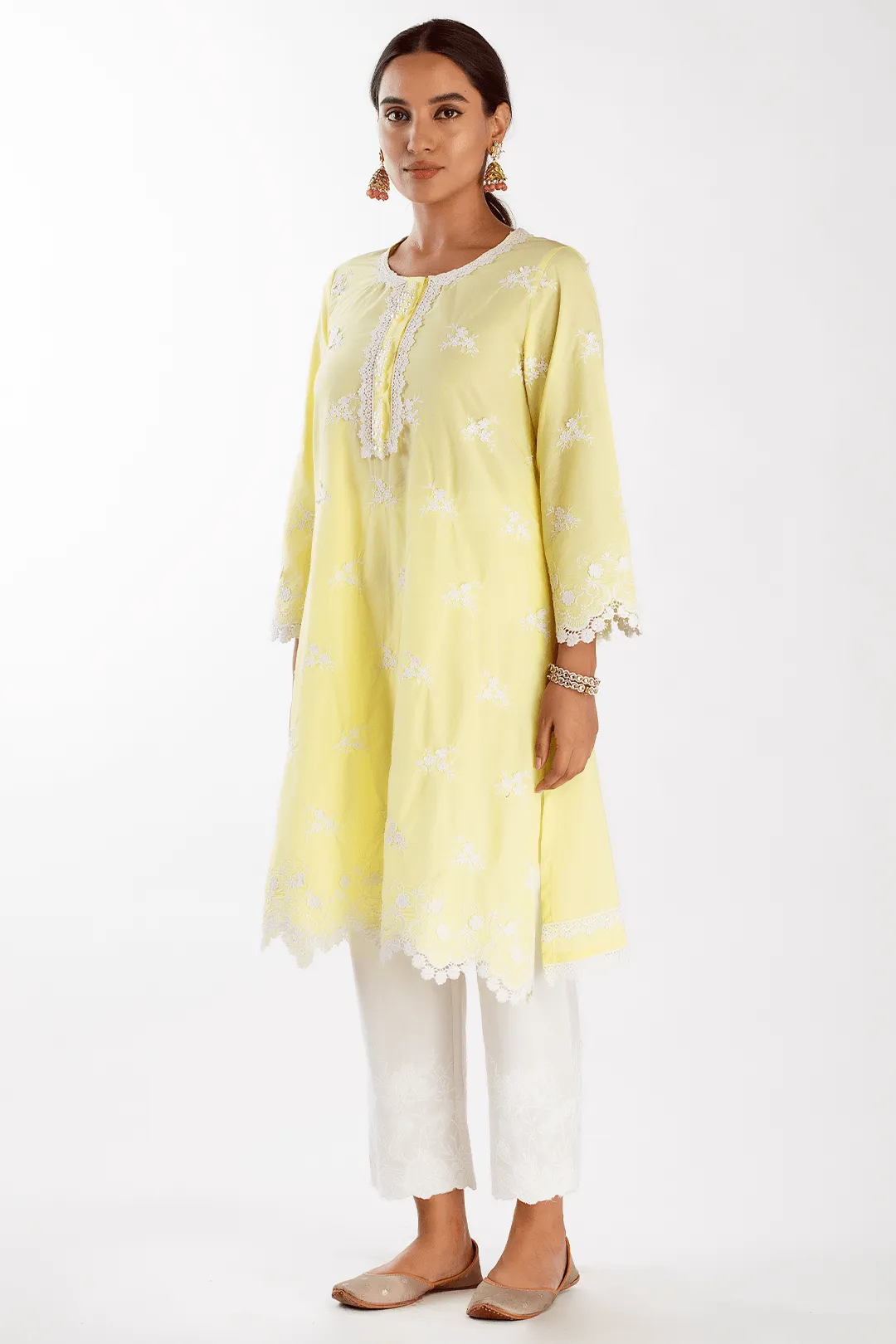 Mulmul Cotton Stella Yellow Kurta