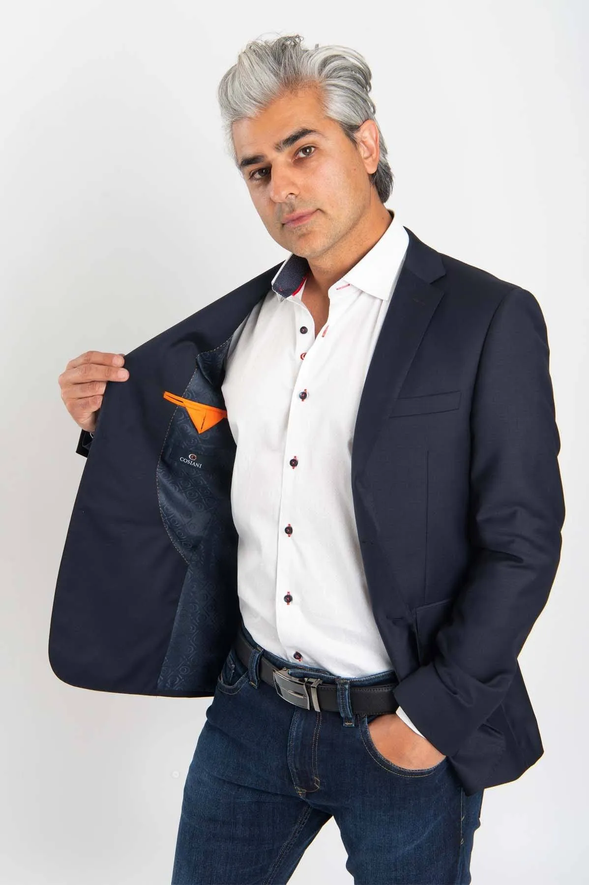 Navy Wool Cashmere Blazer