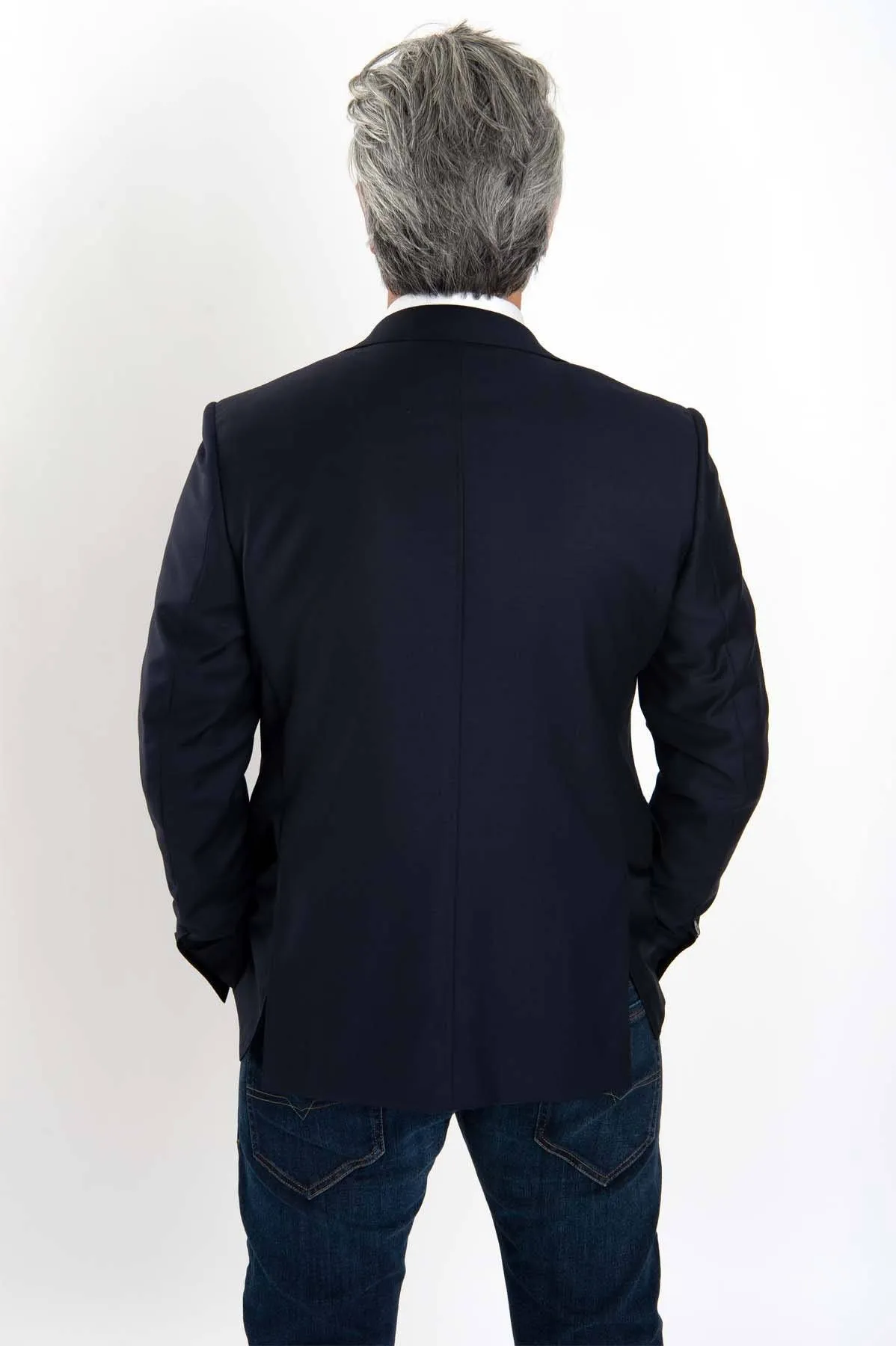 Navy Wool Cashmere Blazer