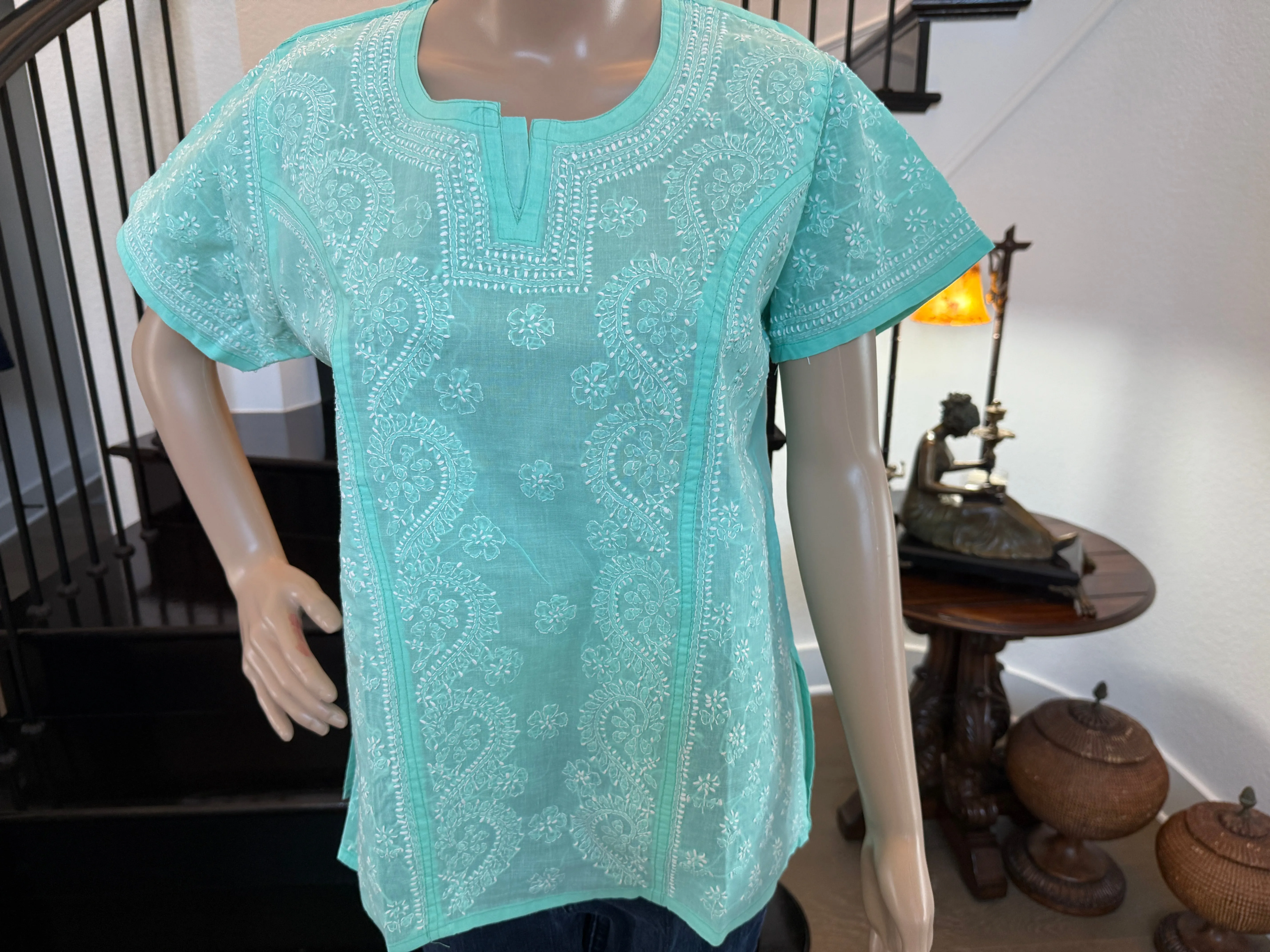 Neelima – Blue-Green Chikankari Kurta | A Symphony of Tranquil Elegance 🌊
