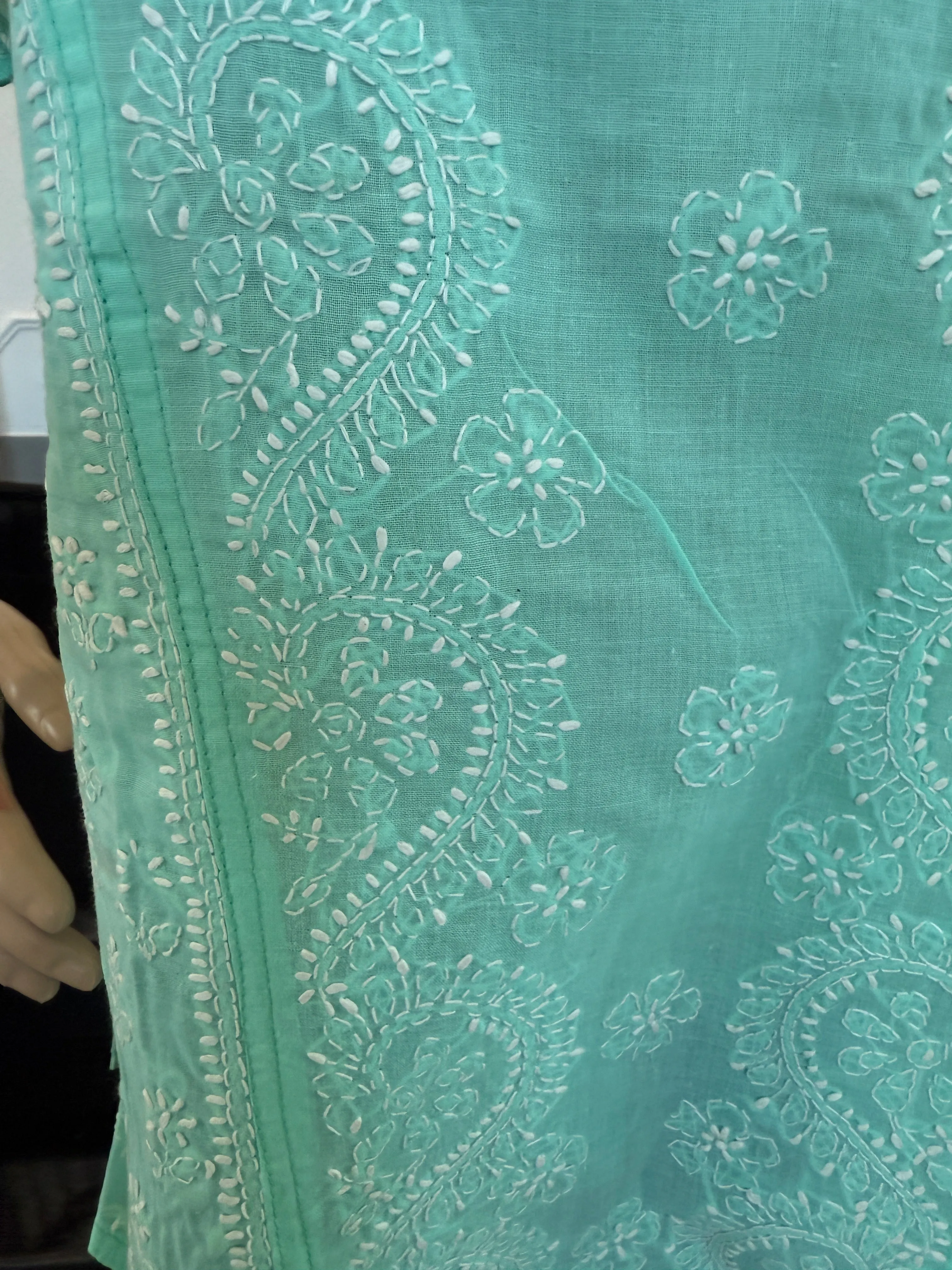 Neelima – Blue-Green Chikankari Kurta | A Symphony of Tranquil Elegance 🌊