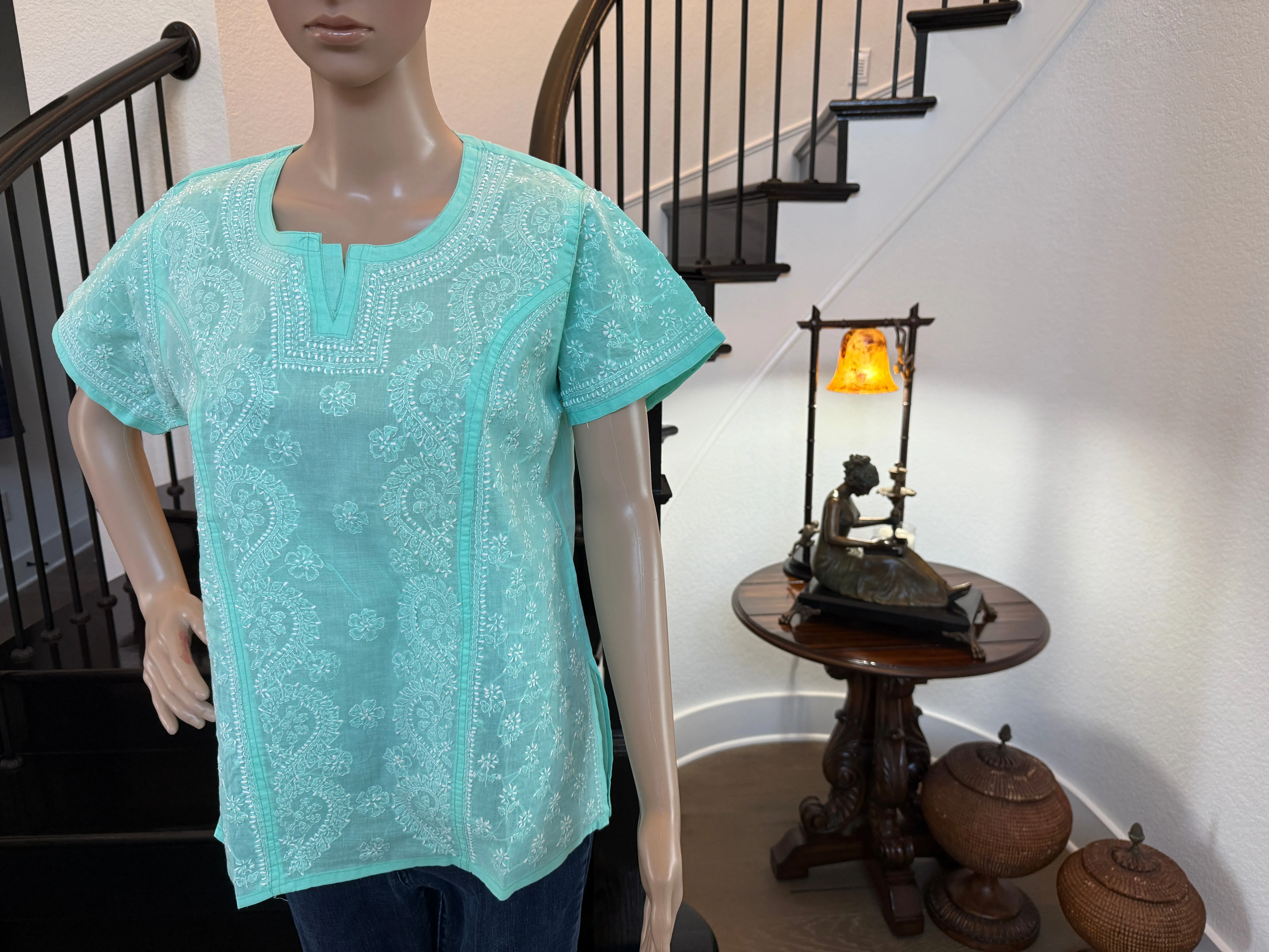 Neelima – Blue-Green Chikankari Kurta | A Symphony of Tranquil Elegance 🌊