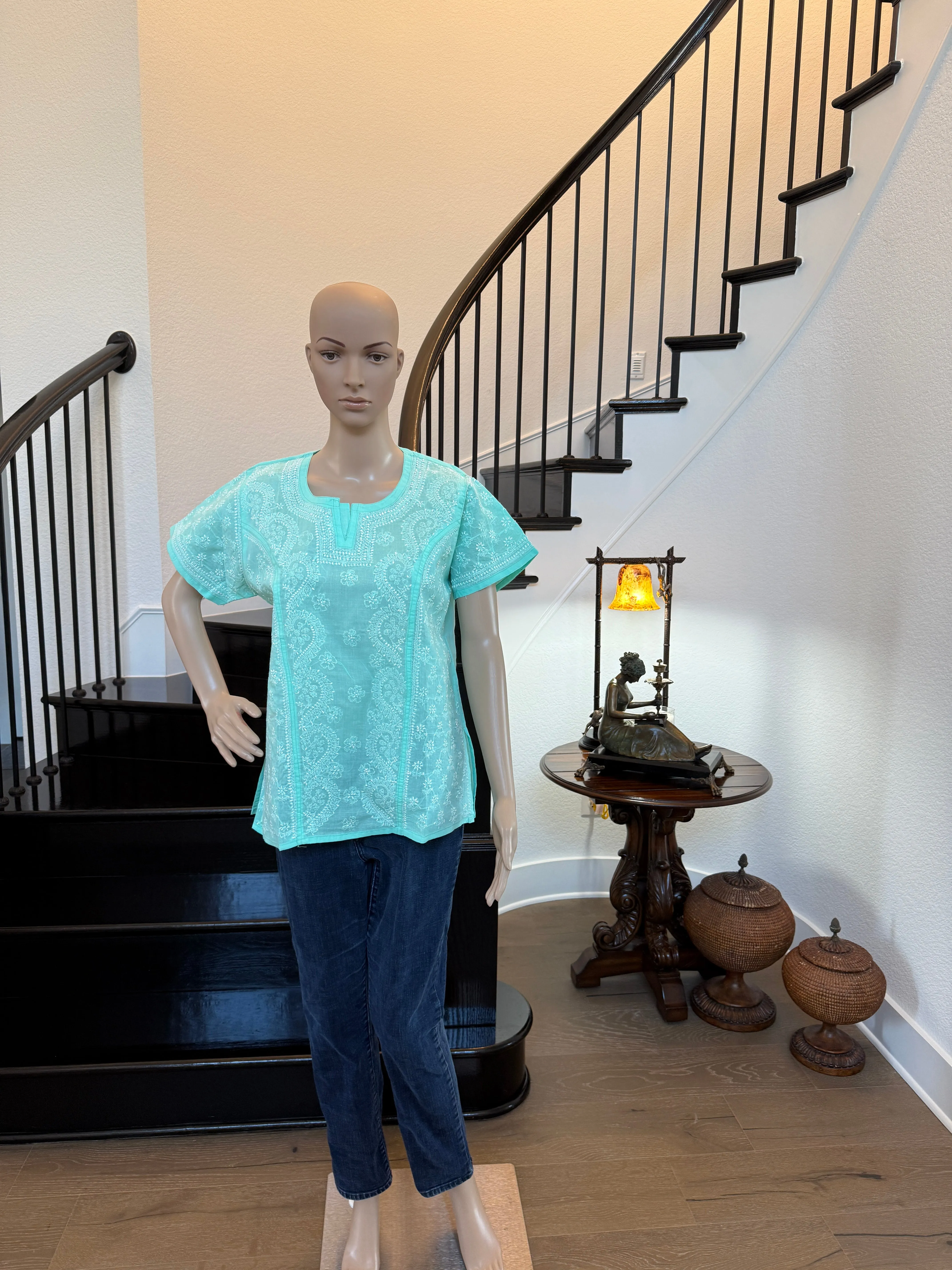 Neelima – Blue-Green Chikankari Kurta | A Symphony of Tranquil Elegance 🌊