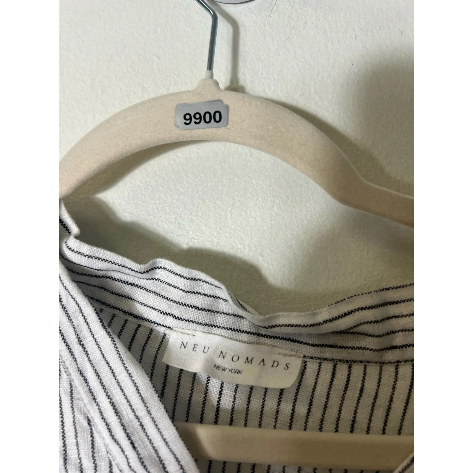 Neu Nomads Black White Stripe Long Sleeve Linen Tunic Sz M